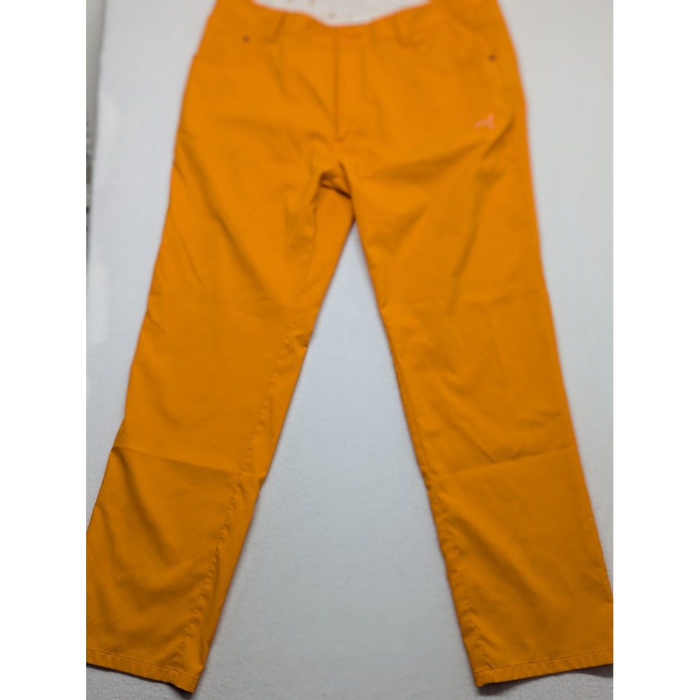 Puma Sportlifestyle Mens Golf Pants Orange Size 36x32 Performance Flat Front